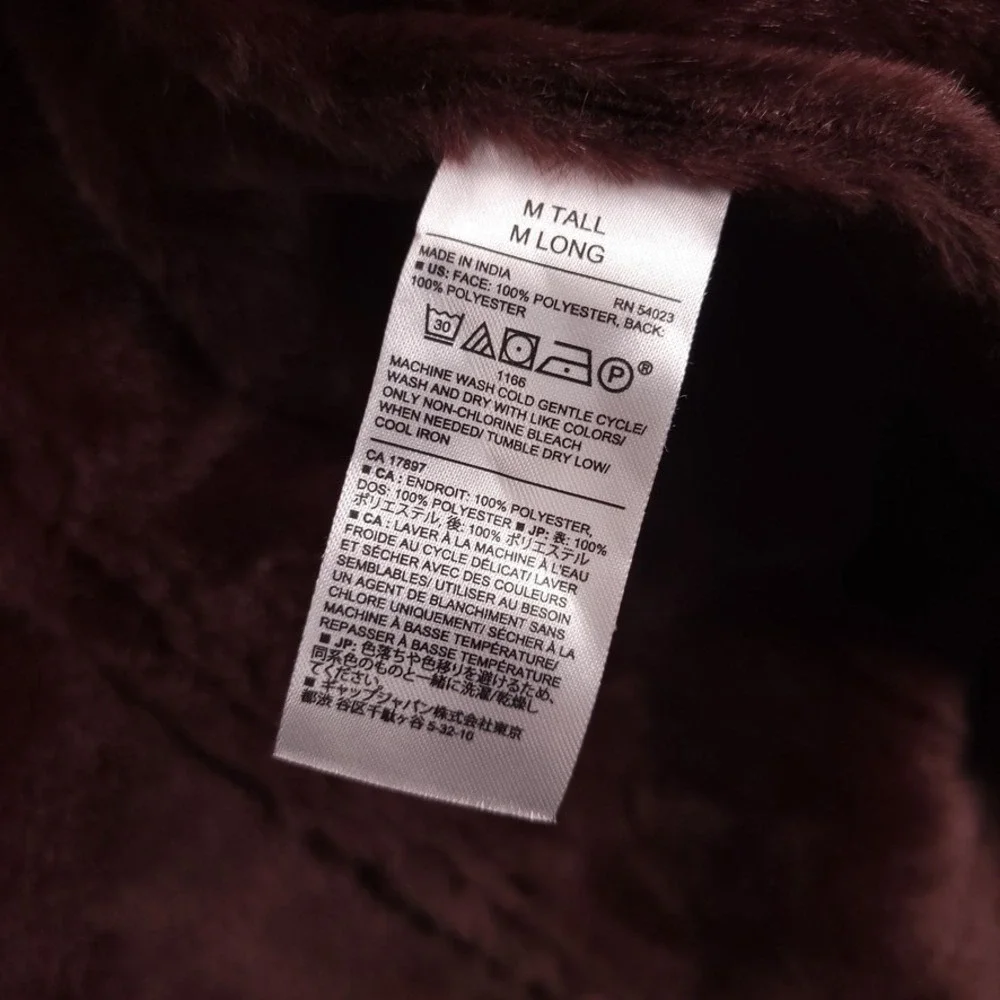 BANANA‎ Republic Factory Size MEDIUM TALL Bordeaux Faux Shearling Coat